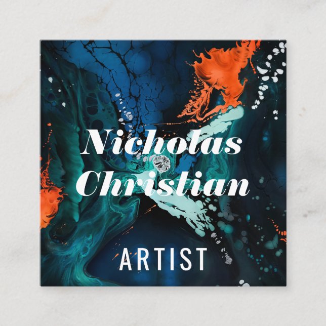 Modern Artist | Colorful | Paint Brushed  Quadratische Visitenkarte (Vorderseite)