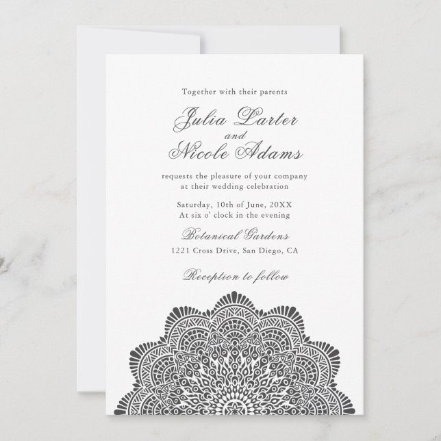 Modern Artistic Motif Style Mandala Wedding Einladung (Vorderseite)