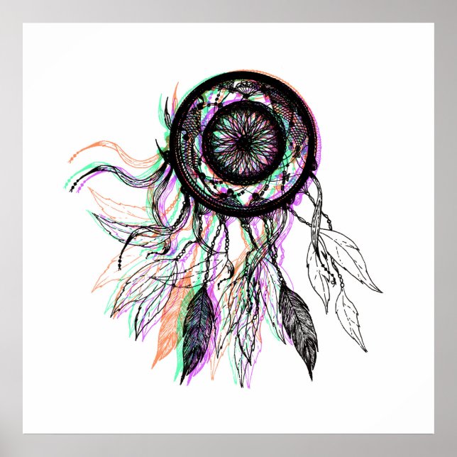 Modern Artistic Native American Dreamcatcher Poster (Vorne)