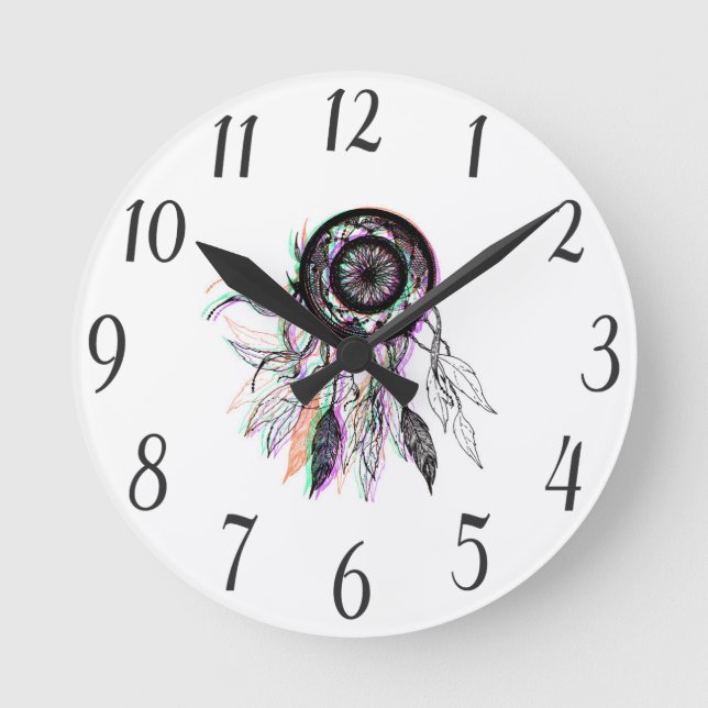 Modern Artistic Native American Dreamcatcher Runde Wanduhr (Vorderseite)