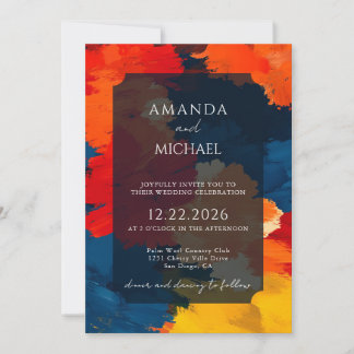 Modern Artsy Abstract Brush Stroke Wedding Einladung
