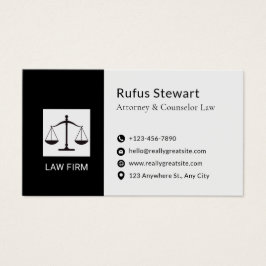 Modern Attorney Design White & Black Business Card