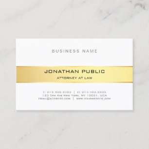 Modern Attorney Law Office Gold White Elegante Visitenkarte