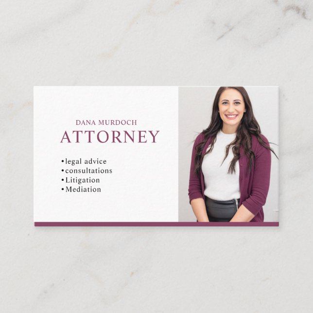 Modern Attorney Professional Photo Visitenkarte (Vorderseite)