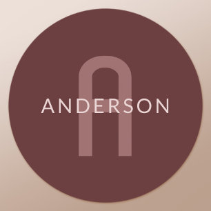 Modern aussehendes monogrammierter Name Maronrot Runder Aufkleber