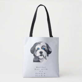 Modern Aussiedoodle Art Tote Bag - Blue Merle Geom