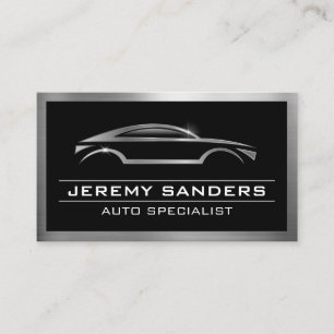Modern Auto Car Logo   Metallic Shine Border Visitenkarte