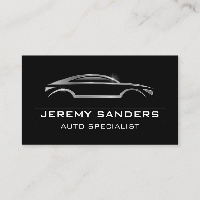 Modern Auto Car Logo | Metallic Shine Visitenkarte (Vorderseite)