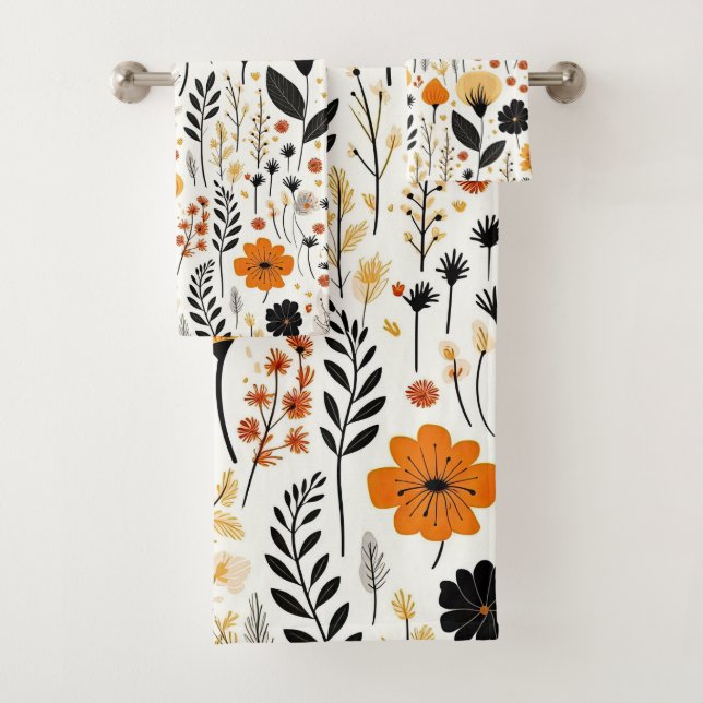 Modern Autumn Fall Boho Botanical Floral  Badhandtuch Set (Insitu)