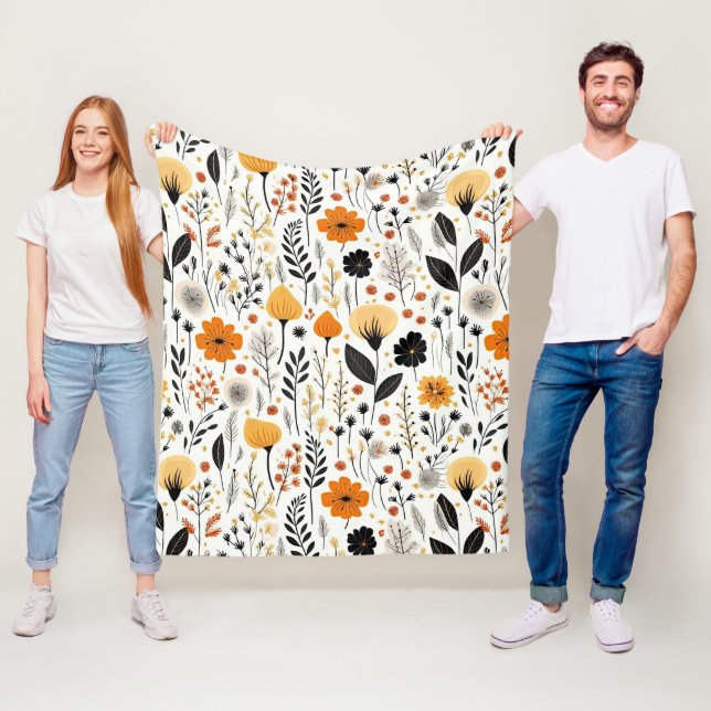 Modern Autumn Fall Boho Botanical Floral  Fleecedecke (Beispiel)