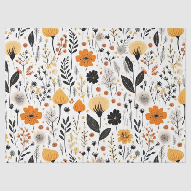 Modern Autumn Fall Boho Botanical Floral  Seidenpapier (Vorderseite)