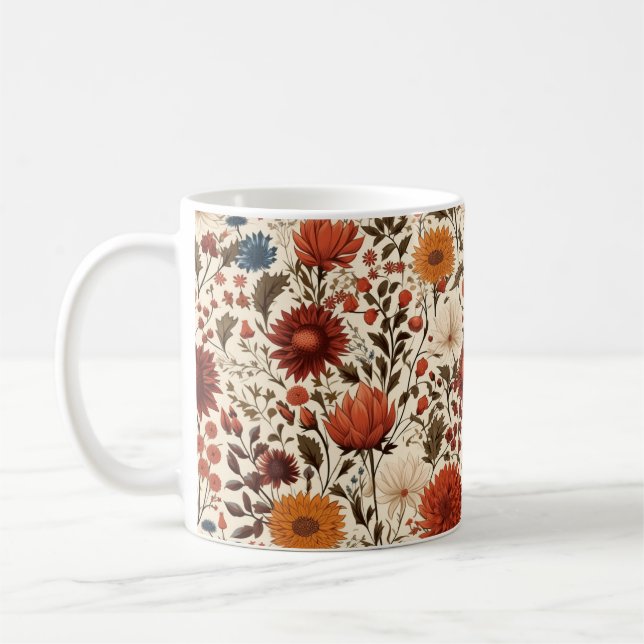 Modern Autumn Fall Botanical Floral  Kaffeetasse (Links)