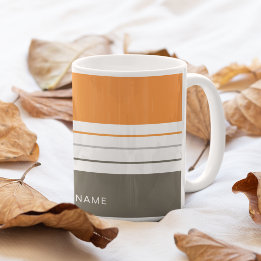 Modern Autumnal Orange Gran Streifen Kaffeetasse