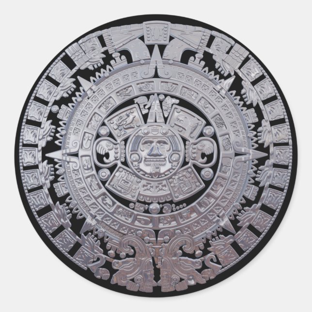 Modern Aztec Mayan Calender Runder Aufkleber (Vorderseite)