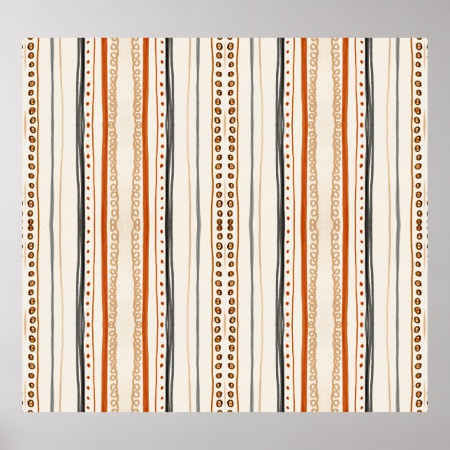 Modern Aztec Orange Ikat Wallpaper Poster (Vorne)