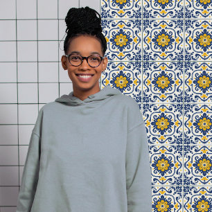 Modern Azulejo Blue Yellow Portugiesisch Lissabon Fliese