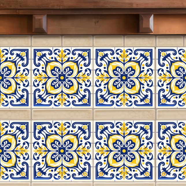 Modern Azulejo Blue Yellow Portugiesisch Lissabon Fliese (Von Creator hochgeladen)