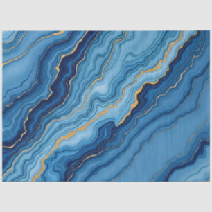 Modern Azure Blue Gold Marble Collection Seidenpapier