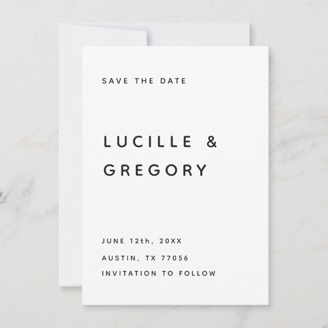 Modern B&W Editorial All Caps Save The Date (Vorderseite)