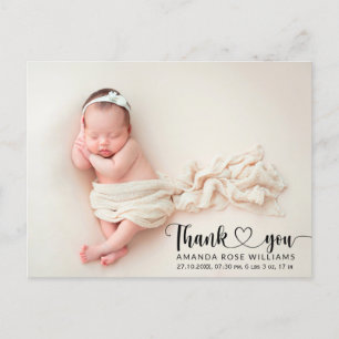 Modern Baby Birth Announcement Foto Vielen Dank Postkarte