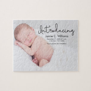Modern Baby Birth Photo Announcement Puzzle