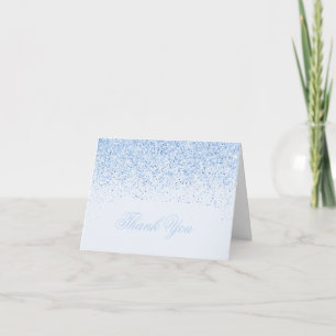 Modern Baby Blue Glitzer Vielen Dank Karten