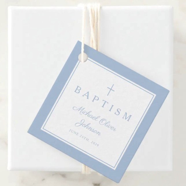 Modern Baby Blue Thank You Baptism Geschenkanhänger (Modern Baby Blue Thank You Baptism Favor Tags)