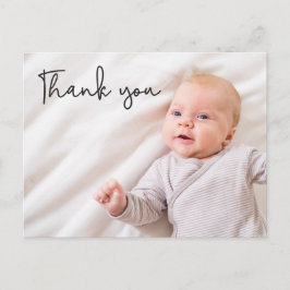 Modern Baby Boy Foto Birth Danke Custom Ankündigungspostkarte