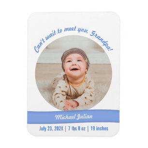 Modern Baby Boy Foto Geburtshilfeaktion Opa Magnet