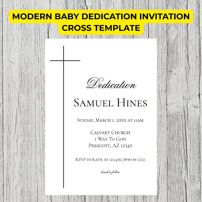 Modern Baby Dedication Invitation Cross Template Einladung (Modern Baby Dedication Invitation Cross Template)
