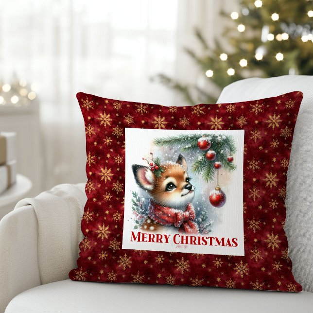 Modern Baby Deer Snowy Forest Kids Gift Christmas  Kissen (Modern Baby Deer Snowy Forest Kids Gift Christmas Pillow

)