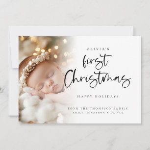 Modern Baby First Christmas Custom Foto Card Feiertagskarte