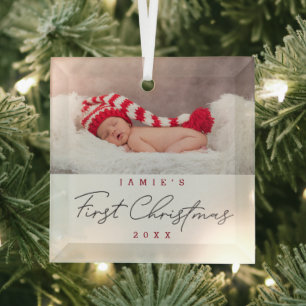 Modern Baby First Christmas Custom Ornament Aus Glas