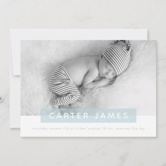 MODERN BABY FOTO, einfach, blau, blau, überzogen Ankündigung (Vorderseite)