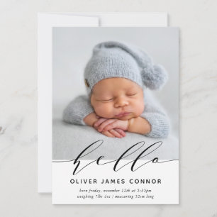 MODERN BABY FOTO elegant hallo Kalligraphie groß Ankündigung