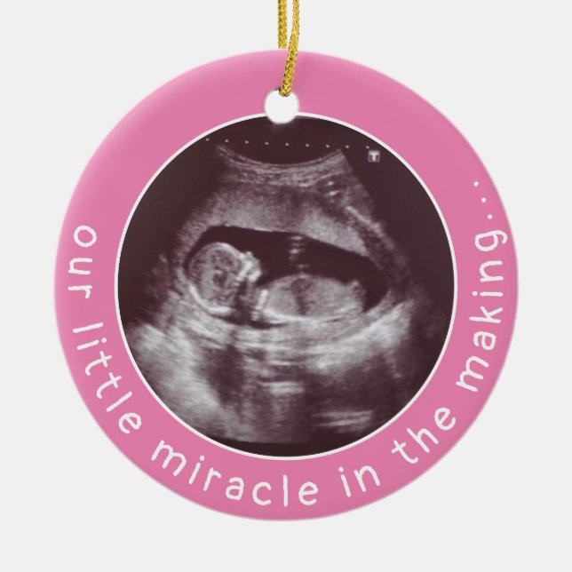Modern Baby Girl Pink Ultrasound 2 Foto Wunder Keramik Ornament (Vorne)