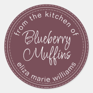 Modern Baked Goods Blueberry Muffins Burgund Runder Aufkleber