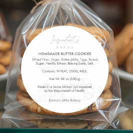 Modern Bakery Line Art Ingredient Product Runder Aufkleber