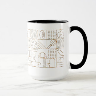 Modern Bakery Pattern Mug - Elegant Gold Line Art Tasse