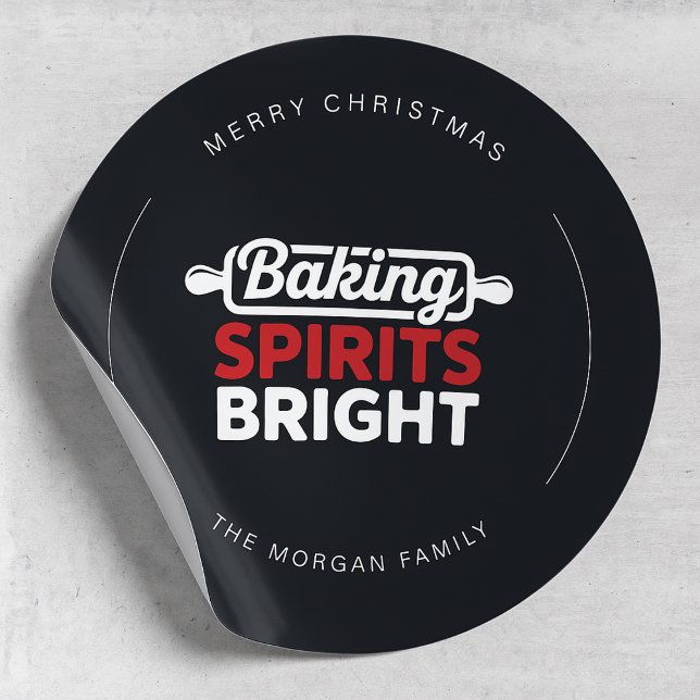 Modern Baking Spirits Bright Christmas Runder Aufkleber (Von Creator hochgeladen)