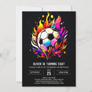 Modern Ball Watercolor Soccer Geburtstag Einladung