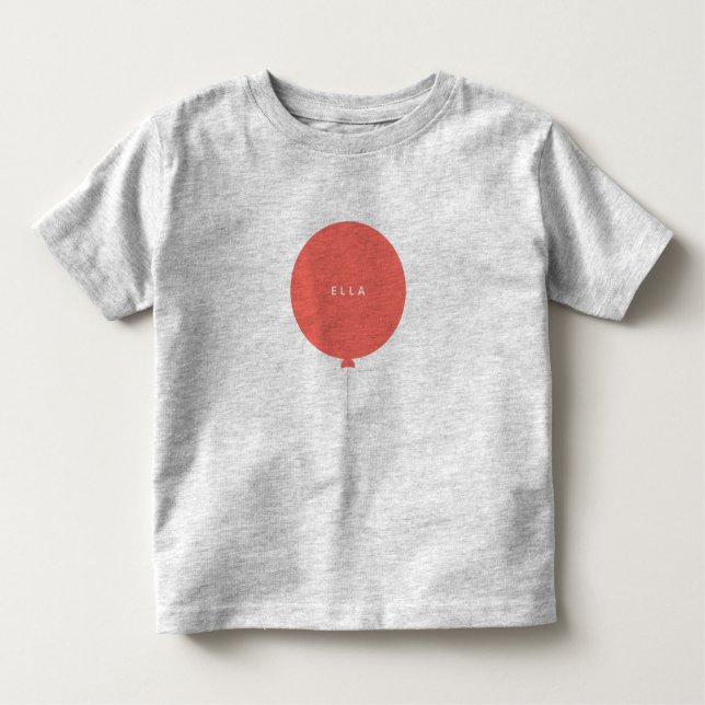 Modern Balloon | Coral Pink Niedlich Girly Kids Na Kleinkind T-shirt (Vorderseite)