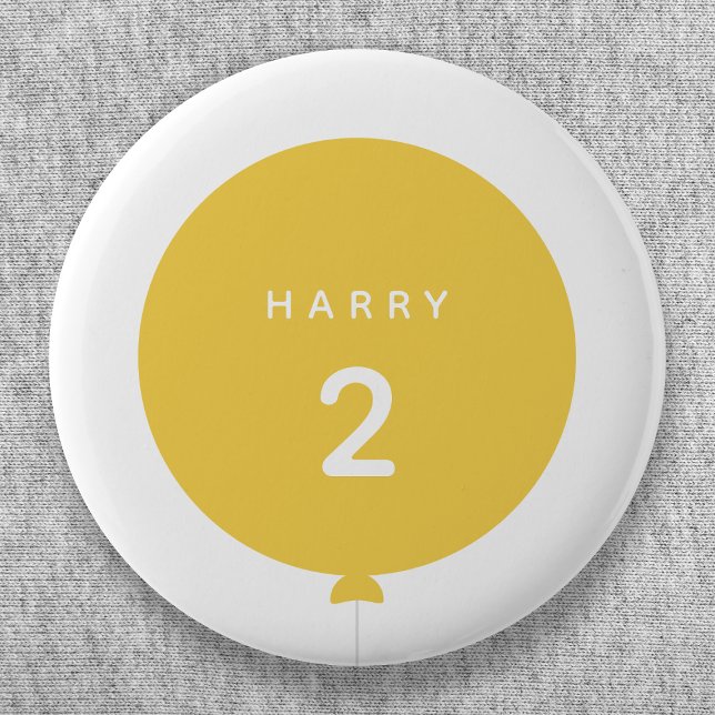 Modern Balloon | Gelbe Geburtstagspartei Niedliche Button (Von Creator hochgeladen)