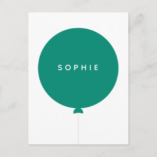 Modern Balloon Green Minimalistisch Stylish Fun Postkarte