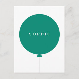 Modern Balloon | Green Minimalistisch Stylish Fun Postkarte