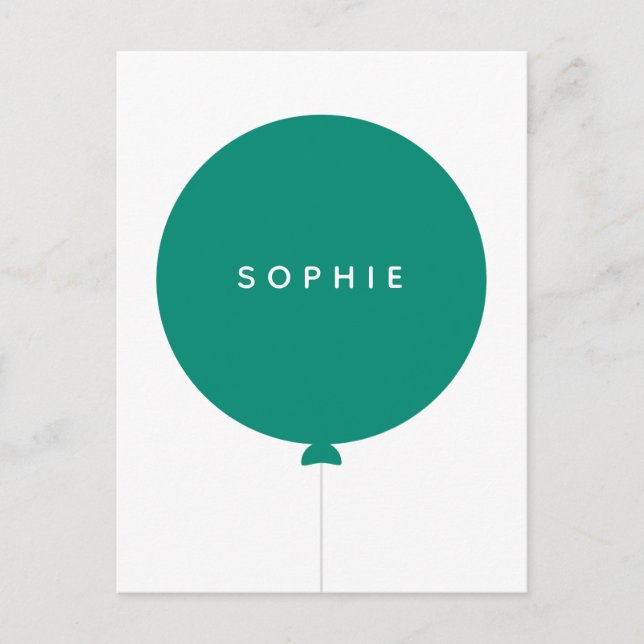 Modern Balloon | Green Minimalistisch Stylish Fun  Postkarte (Vorderseite)