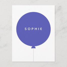Modern Balloon | Name Blue Scandinavian Kids Niedl Postkarte