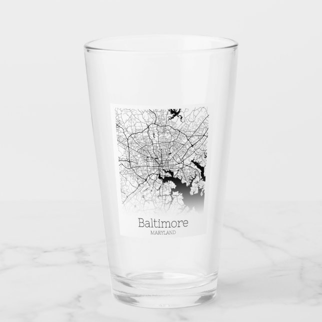 Modern Baltimore City Map Glas (Vorderseite)