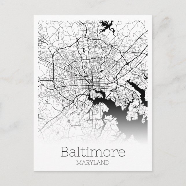 Modern Baltimore City Map Postkarte (Vorderseite)