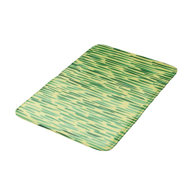 Modern Bamboo Muster Tiki Vibe Green Badematte (Schrägansicht)